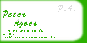 peter agocs business card